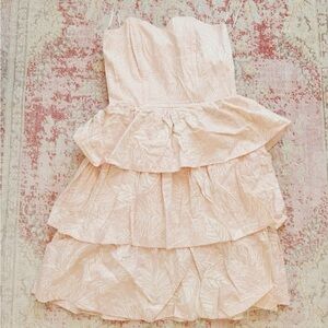 Andrade, Women’s Vintage Elegant Pink Layered Strapless Dress